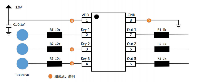 JT8033A/B苏州触摸控制芯片，电容式三按键触摸IC，JT8033参数资料