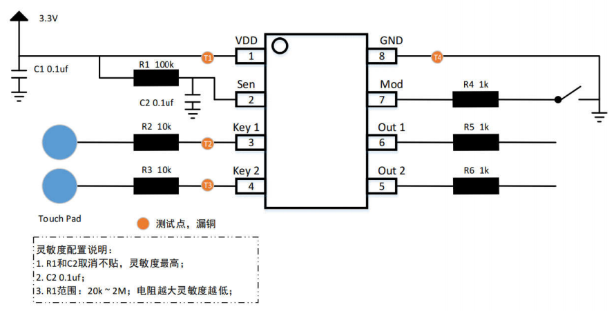 JT8022A电容式二按键触摸IC参数怎样？苏州2键触摸芯片有那些？