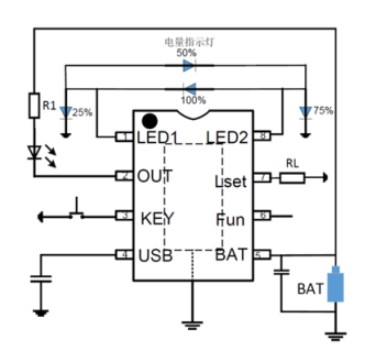 带有四段电量指示的手苏州电筒照明控制专用芯片，CR68001参数资料