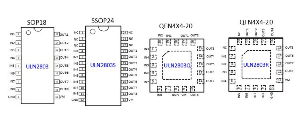 苏州5线步进电机，八通道 2.5-50.0V 持续电流 500mA NMOS 驱动器