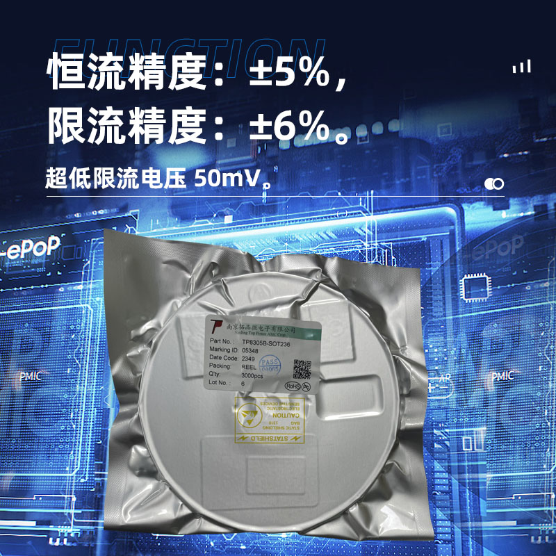 TP8305B 苏州高效率恒流限流 WLED 驱动芯片，可调恒定电流和限定电流两种模式来 驱动白光 LED 而设计的升压型 DC/DC 变换器。