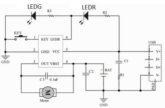 XR8810A集成线性充电，按键控制及苏州直流电机驱动三合一芯片